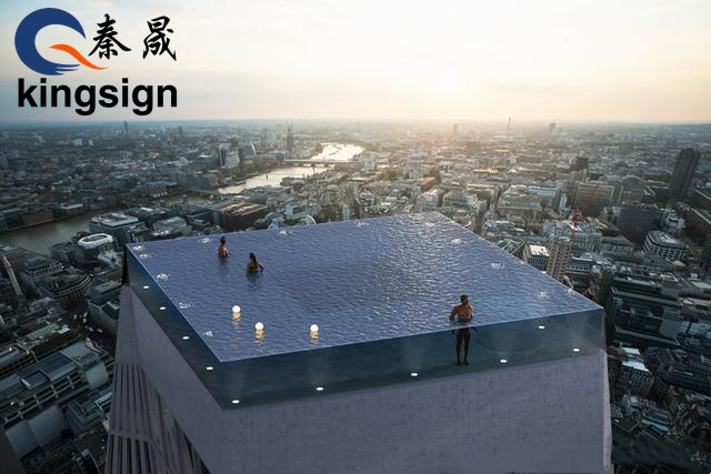 La piscina de la película de ciencia ficción Infinity London Acrylic Transparent Infinity Pool